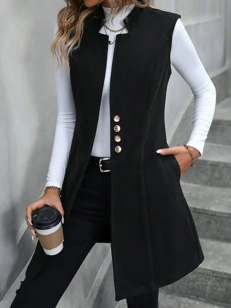 Button Up Longline Vest Coat