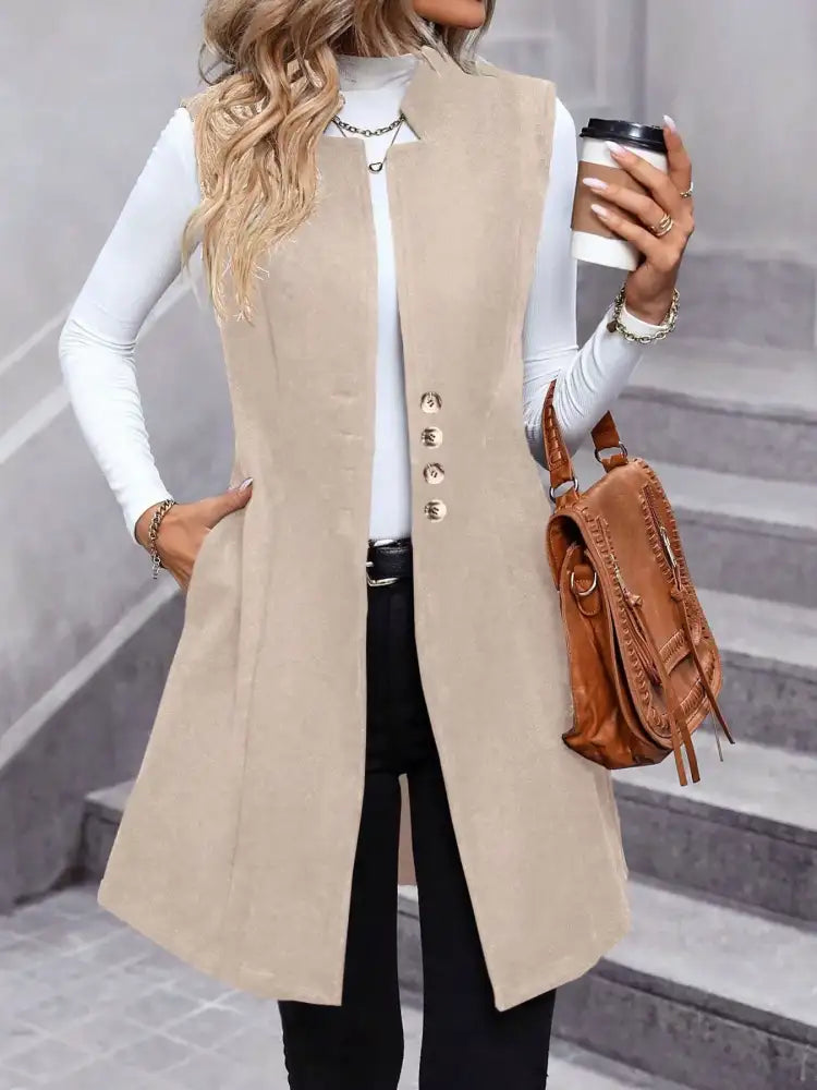 Button Up Longline Vest Coat