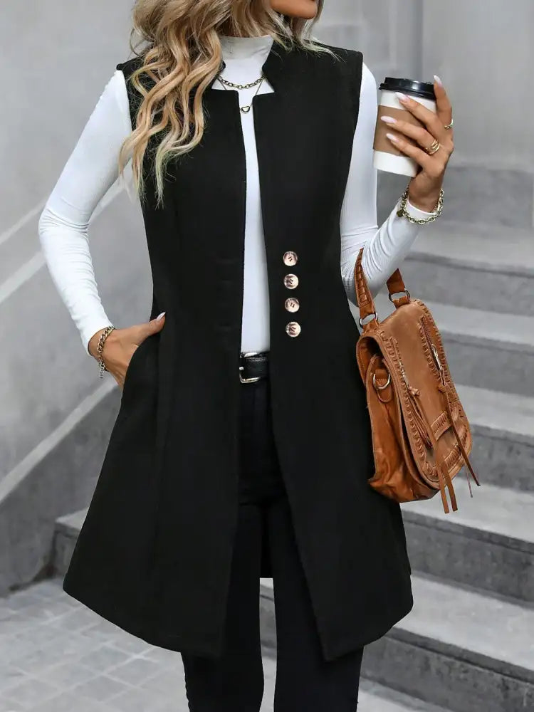 Button Up Longline Vest Coat