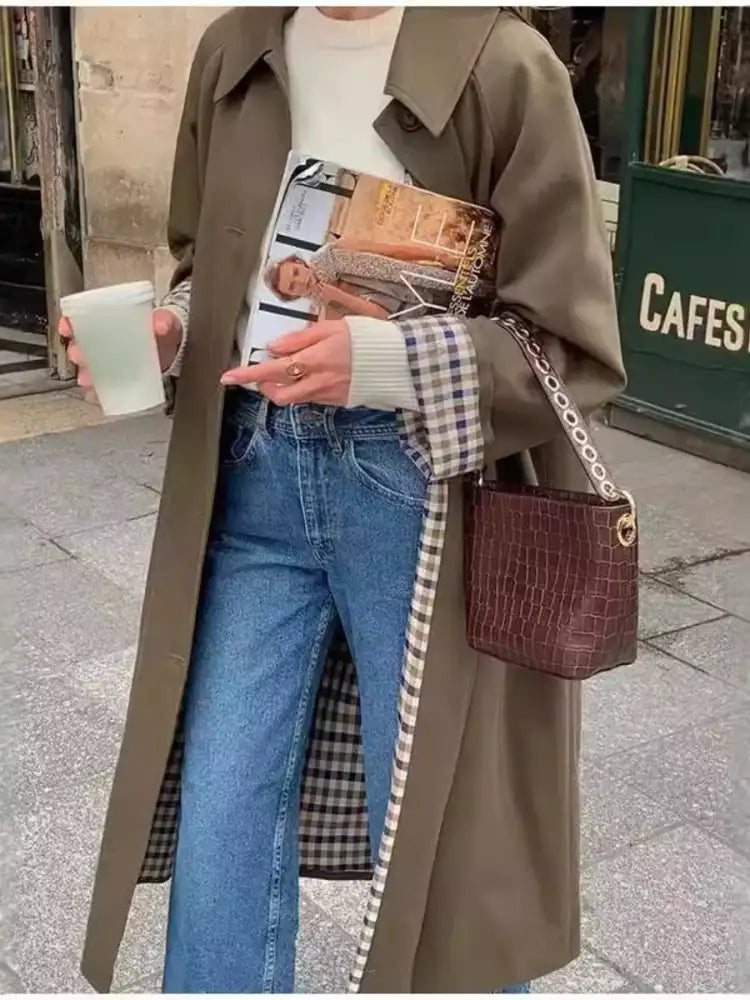 Button Up Raglan Sleeve Trench Coat