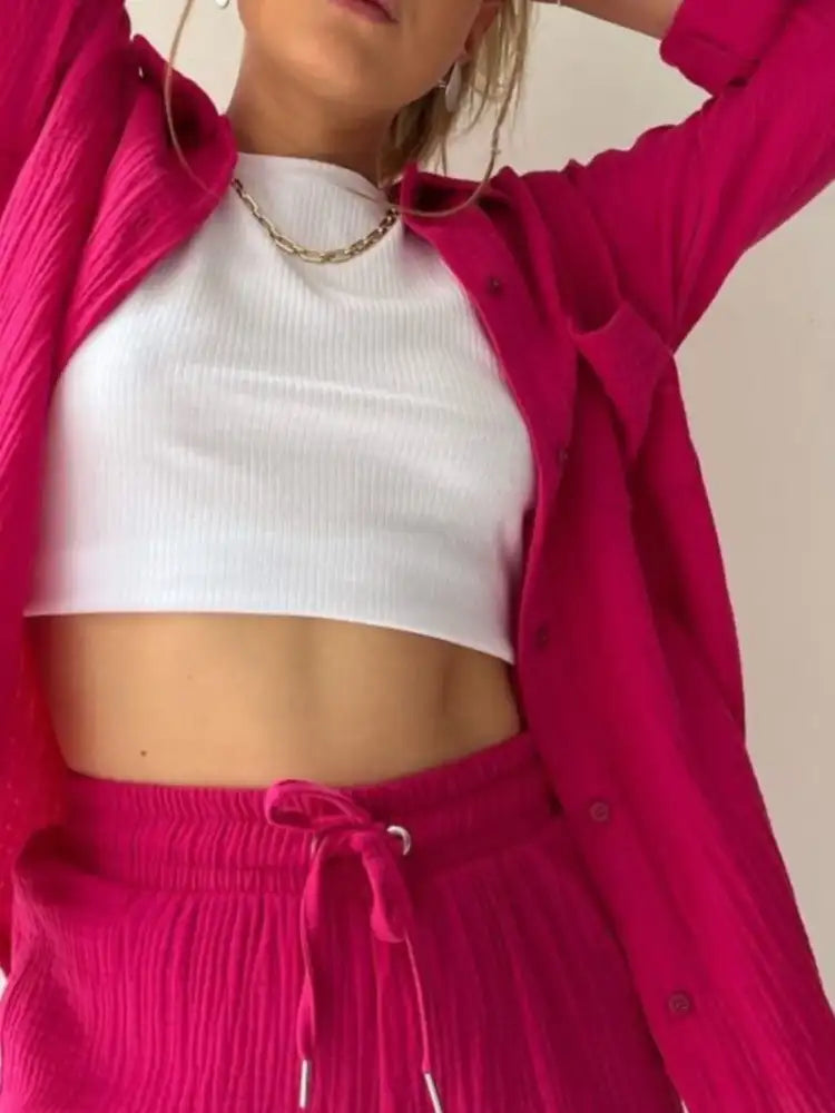 Button Up Shirt and Shorts Set