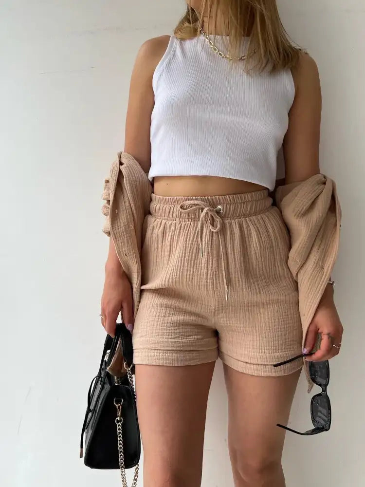Button Up Shirt and Shorts Set