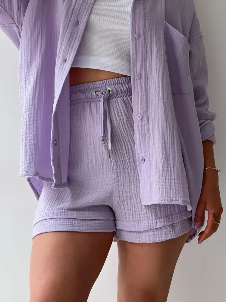 Button Up Shirt and Shorts Set