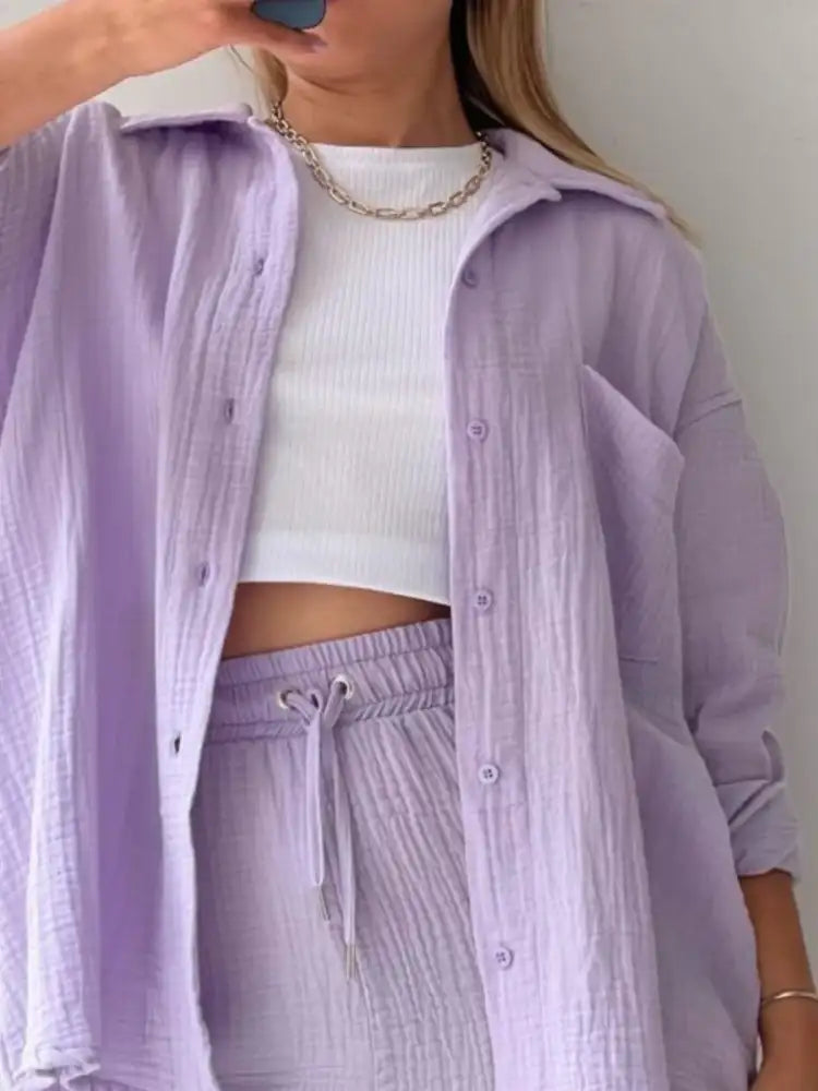 Button Up Shirt and Shorts Set