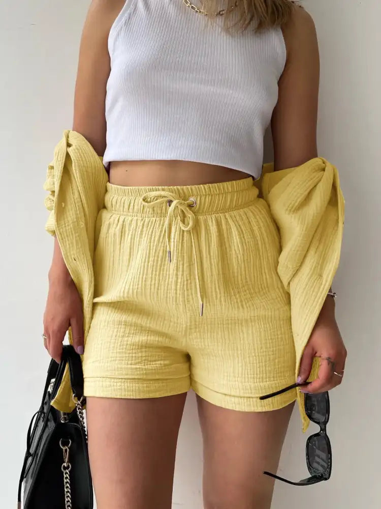 Button Up Shirt and Shorts Set