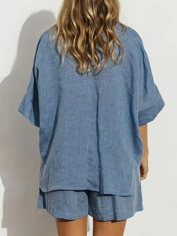 Button-Up Shirt and Shorts Set