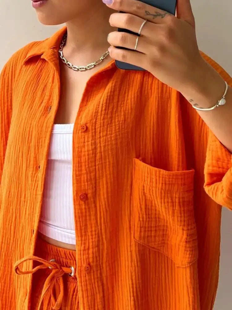 Button Up Shirt and Shorts Set