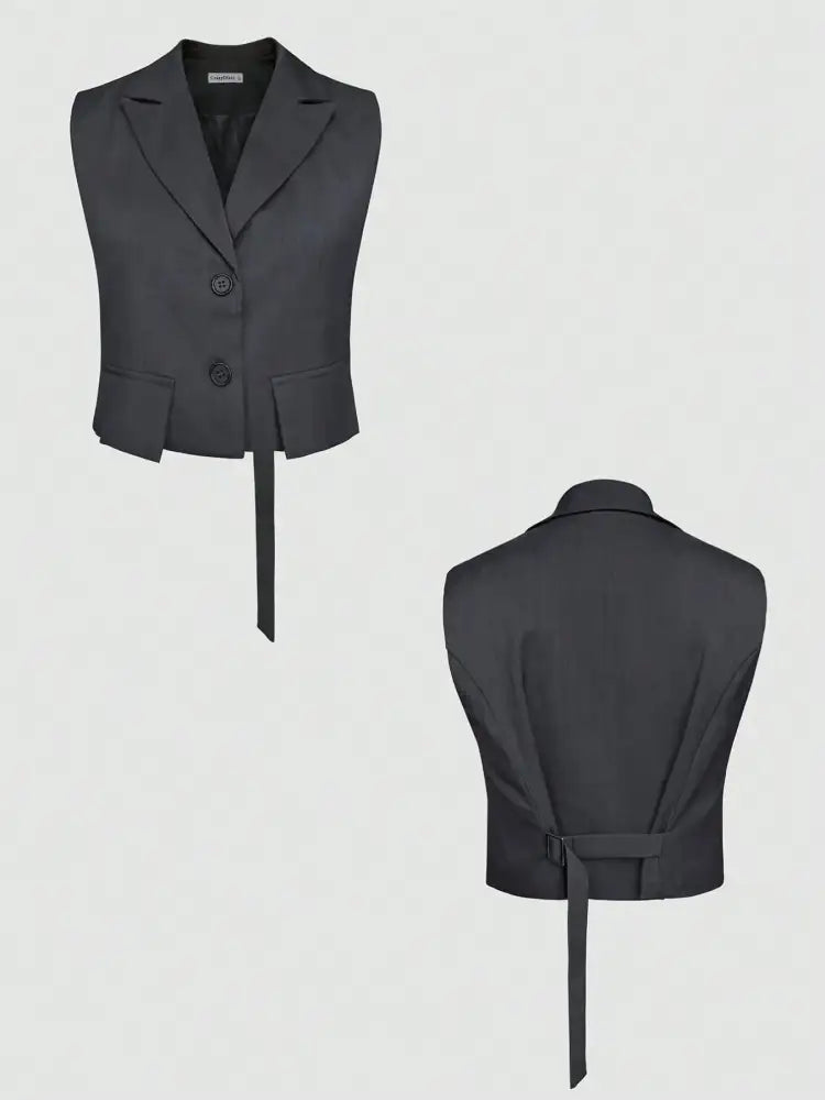 Button Up Sleeveless Top and Pants Set