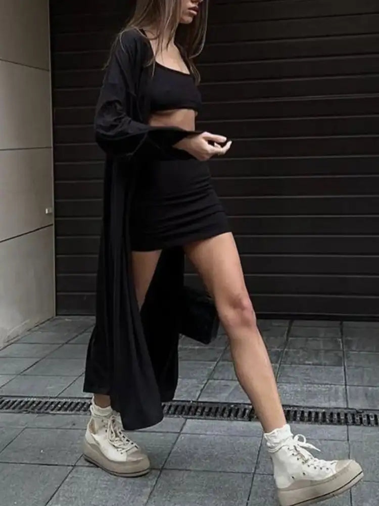 Cami Shorts and Open Front Cardigan Three Piece Set