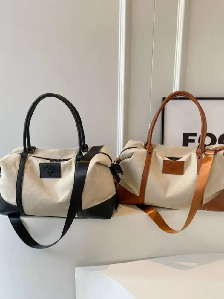 Canvas Leather Trim Travel Bag