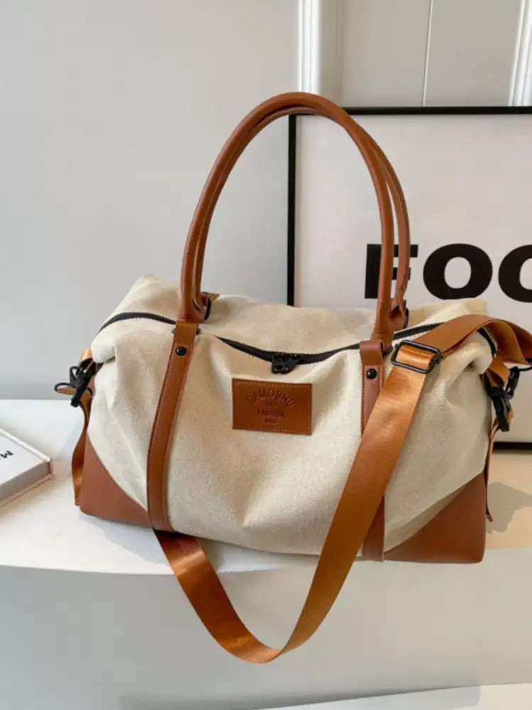 Canvas Leather Trim Travel Bag