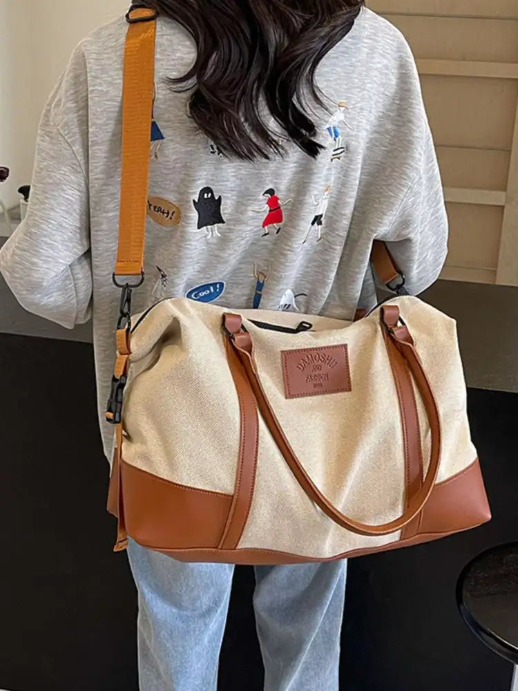 Canvas Leather Trim Travel Bag