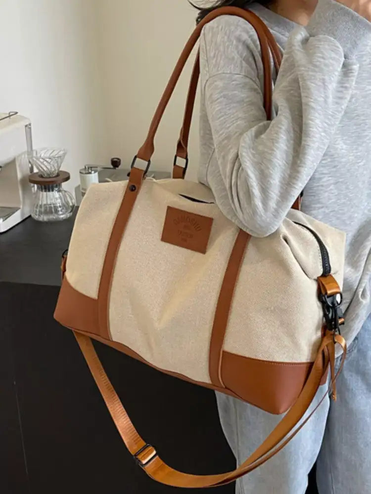 Canvas Leather Trim Travel Bag