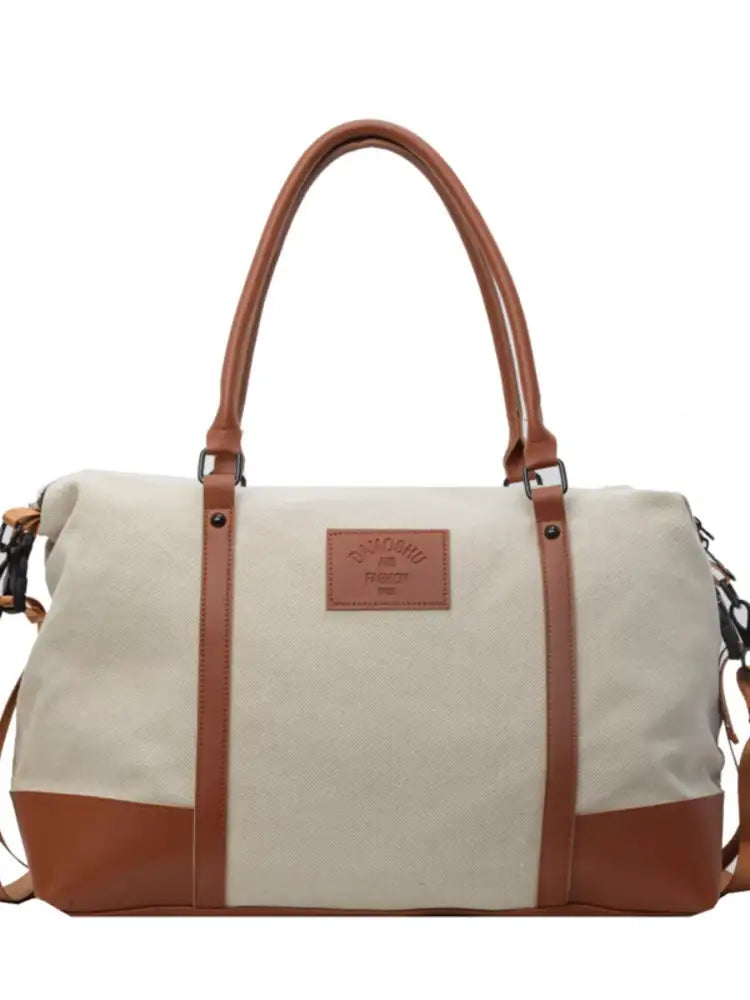Canvas Leather Trim Travel Bag