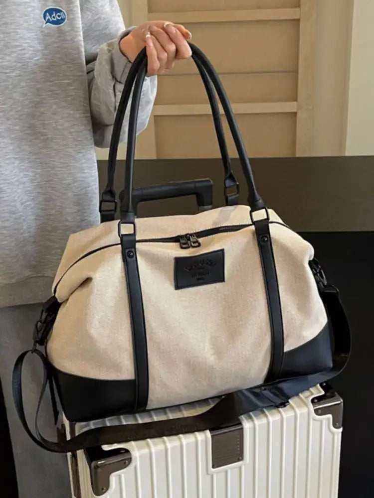 Canvas Leather Trim Travel Bag