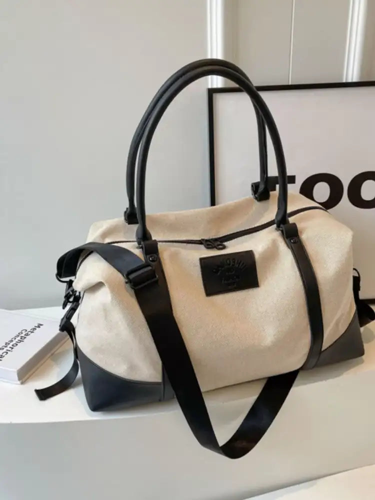 Canvas Leather Trim Travel Bag