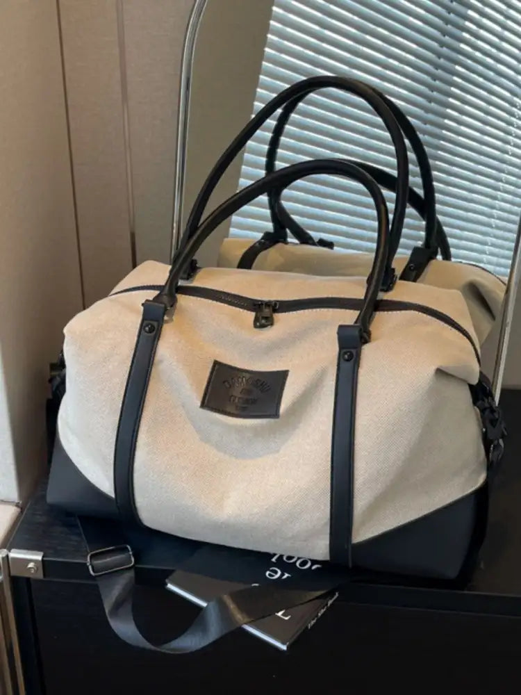 Canvas Leather Trim Travel Bag
