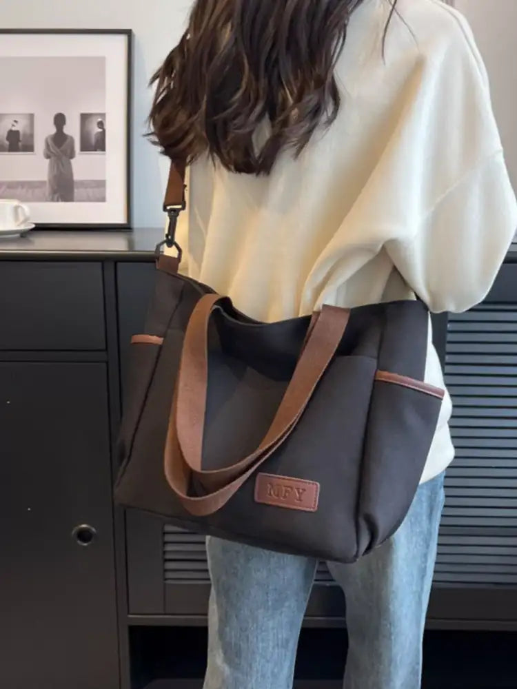 Canvas Shoulder Bag with Adjustable Strap