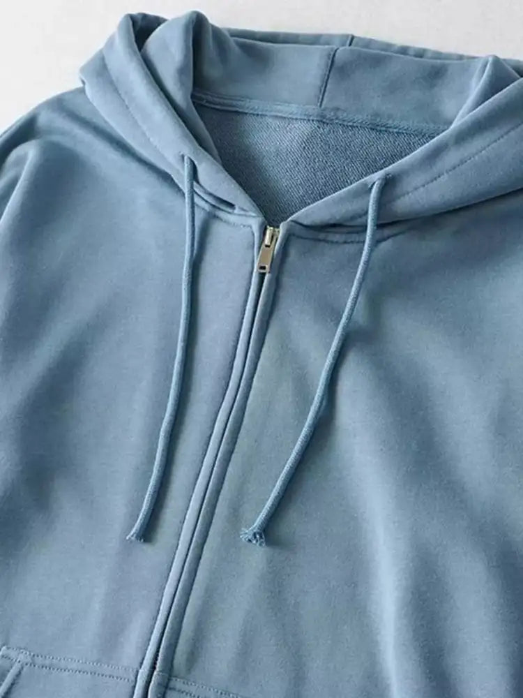 Casual Loose Zip-Up Hoodie