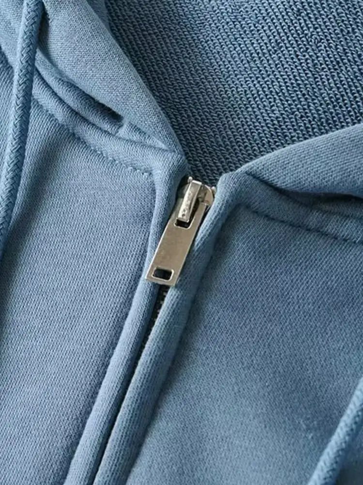 Casual Loose Zip-Up Hoodie