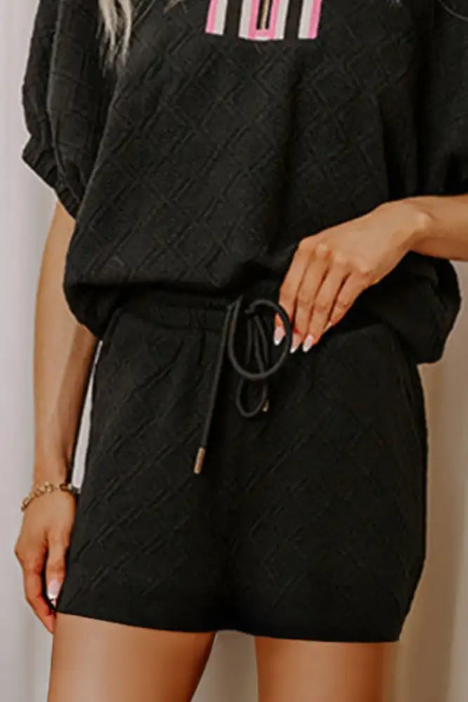 Casual Quilted Pattern Top and Skirt Two-Piece Set