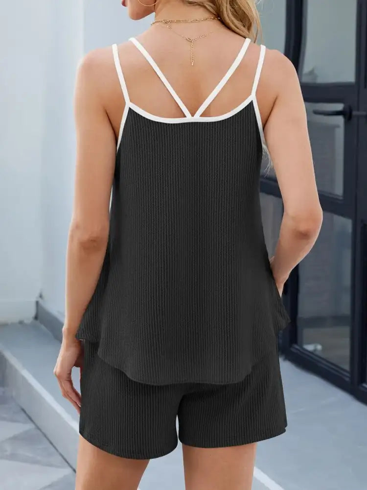 Casual Ribbed Tank Top and Shorts Set