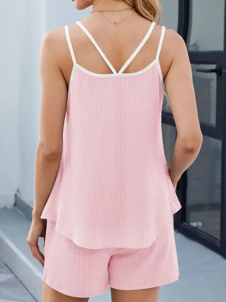 Casual Ribbed Tank Top and Shorts Set