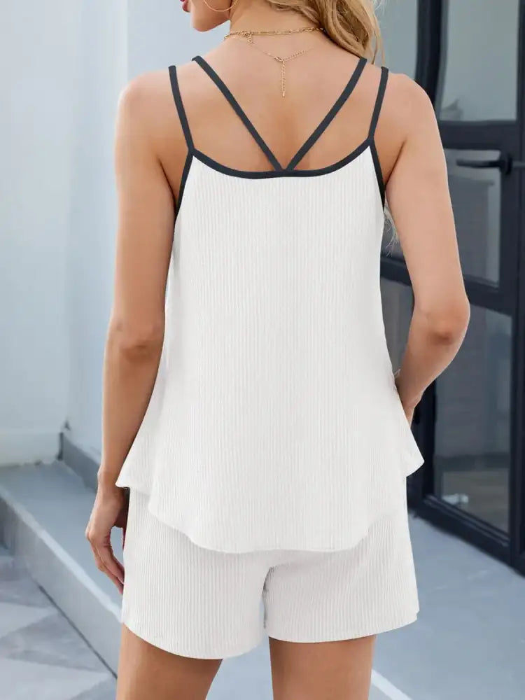 Casual Ribbed Tank Top and Shorts Set