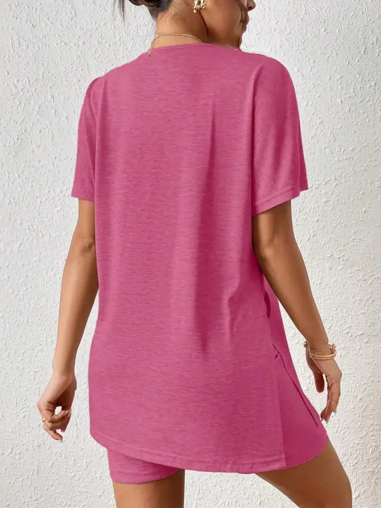 Casual Round Neck T-Shirt and Shorts Set