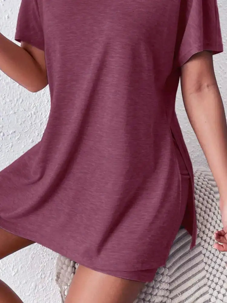 Casual Round Neck T-Shirt and Shorts Set