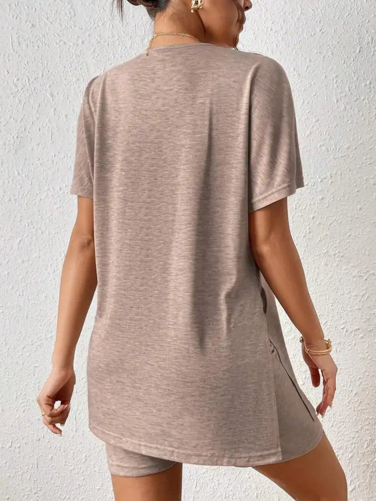 Casual Round Neck T-Shirt and Shorts Set