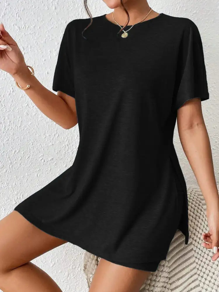 Casual Round Neck T-Shirt and Shorts Set