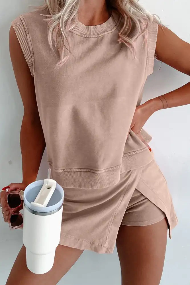 Casual Sleeveless Tank Top and Shorts Set