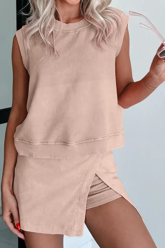 Casual Sleeveless Tank Top and Shorts Set