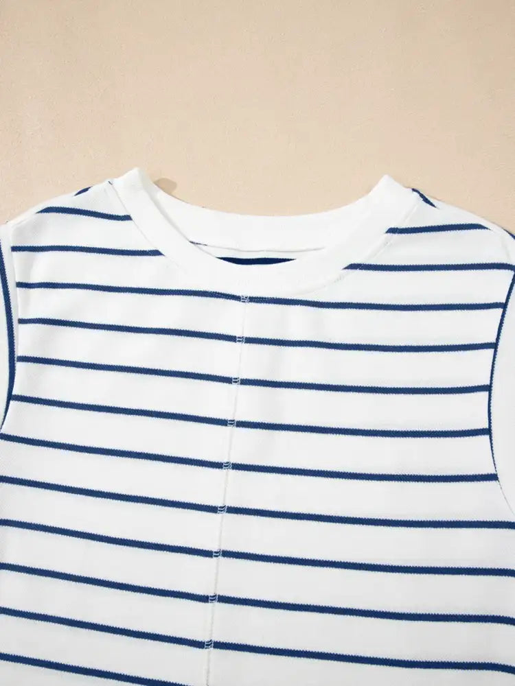 Casual Striped Tank and Wide Leg Pants 2pcs Set