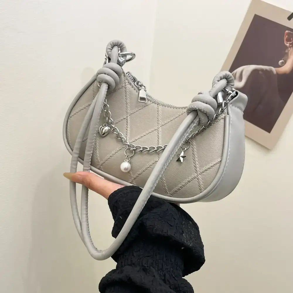 Chain Detail Crescent Shoulder Bag