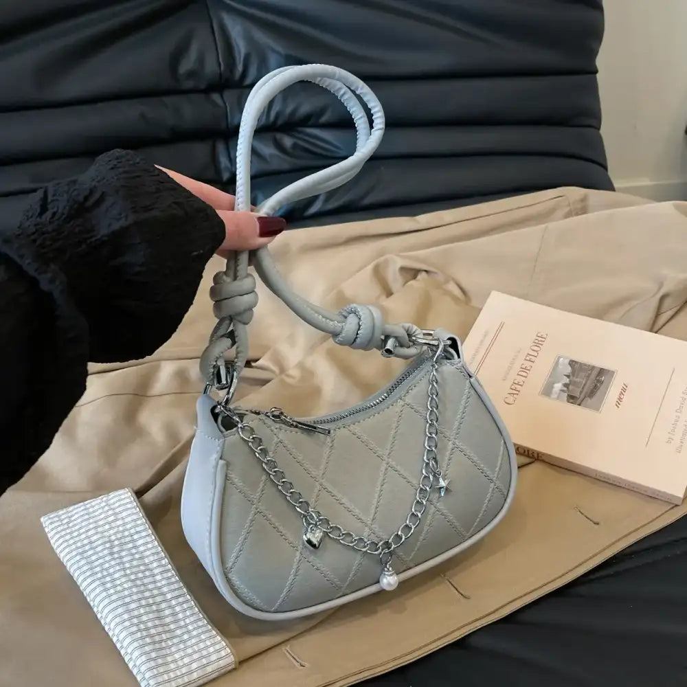 Chain Detail Crescent Shoulder Bag