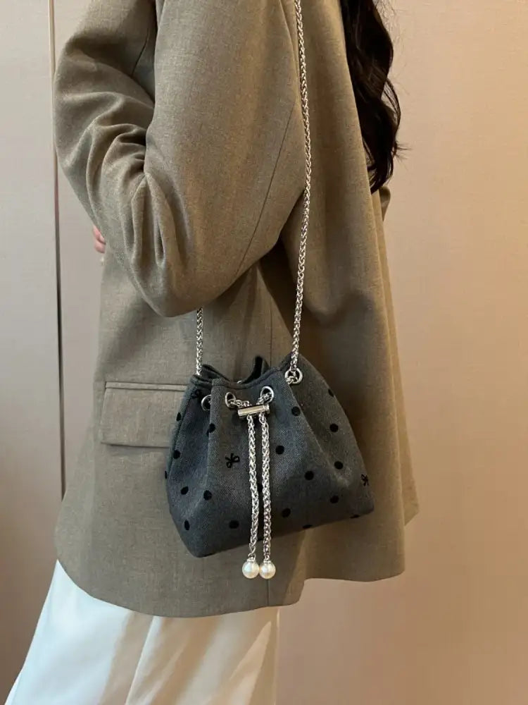 Chain Drawstring Bucket Bag