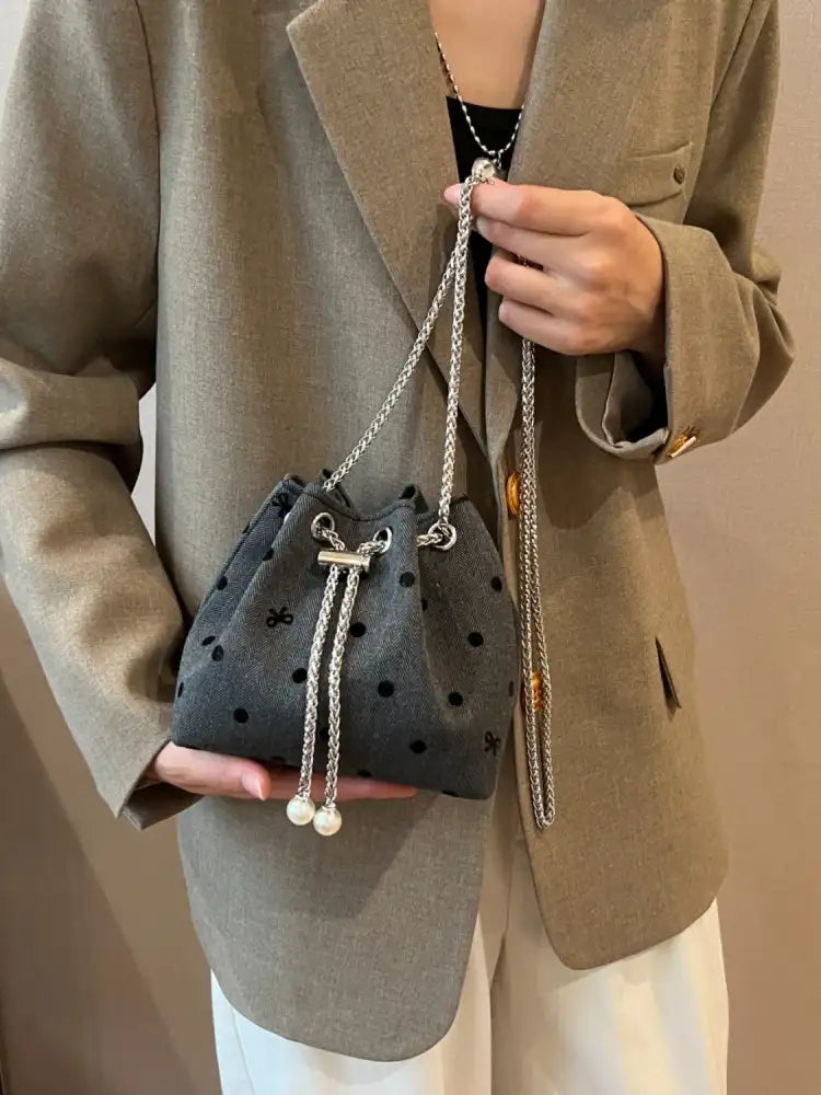 Chain Drawstring Bucket Bag