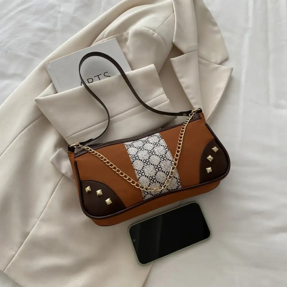 Chain Shoulder Bag with Studded Details