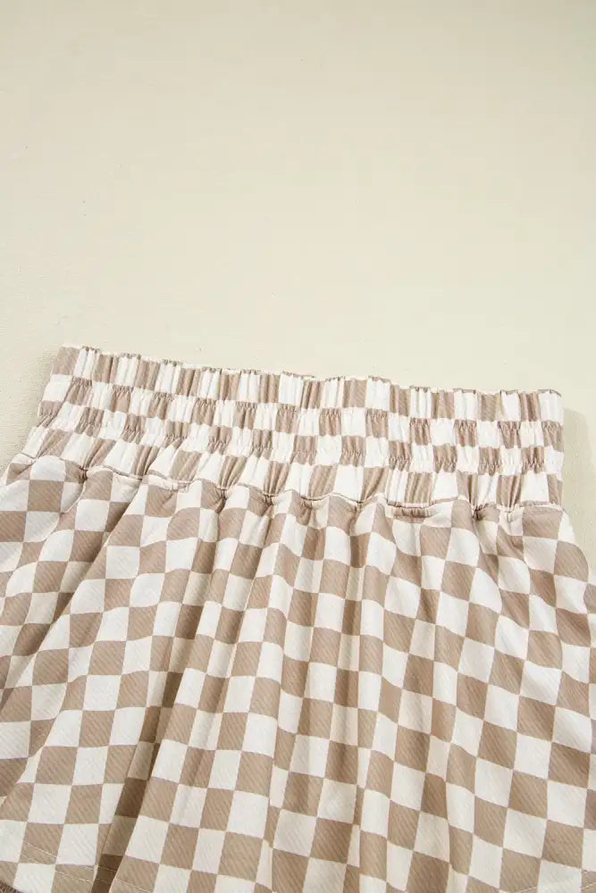 Checkered Long Sleeve Top and Skirt Two-Piece Set