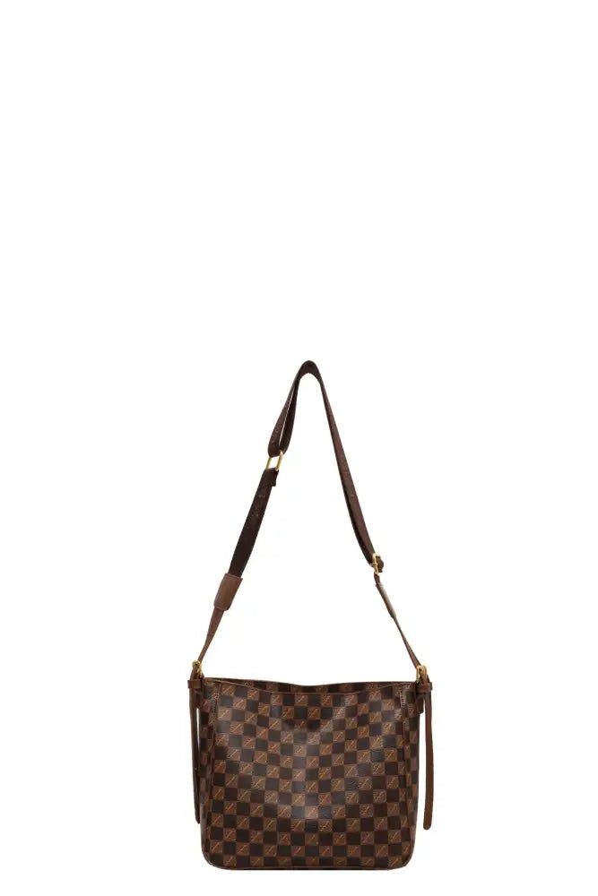 Checkered Pattern Shoulder Bag with Adjustable Strap