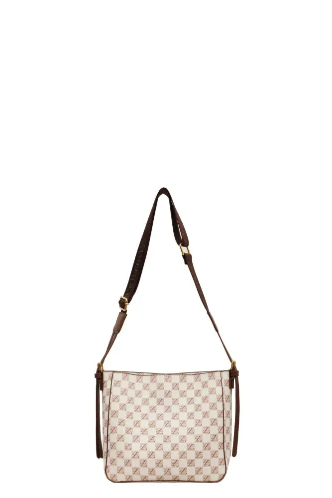 Checkered Pattern Shoulder Bag with Adjustable Strap