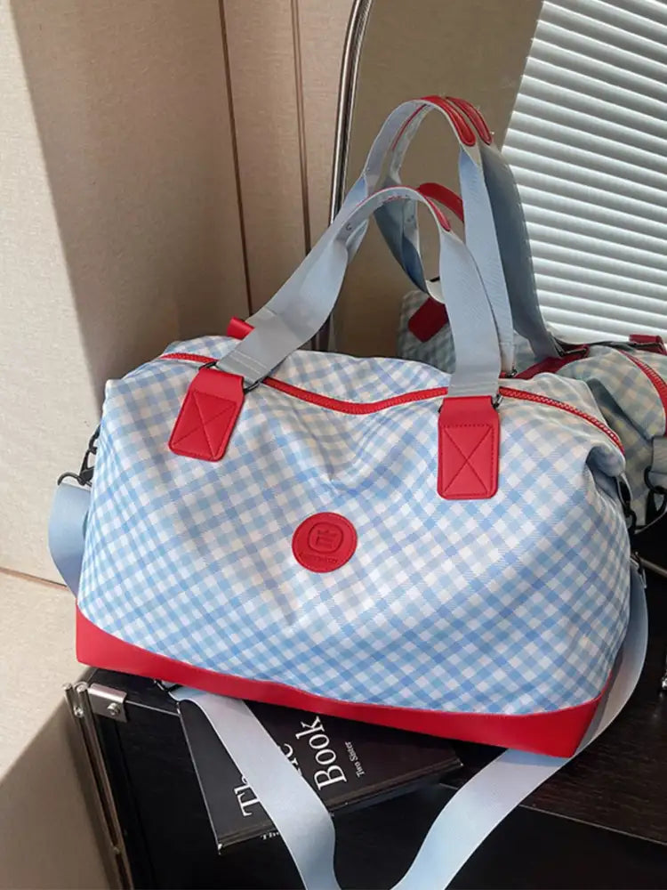 Checkered Pattern Travel Bag