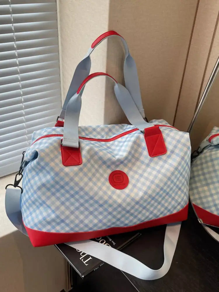 Checkered Pattern Travel Bag