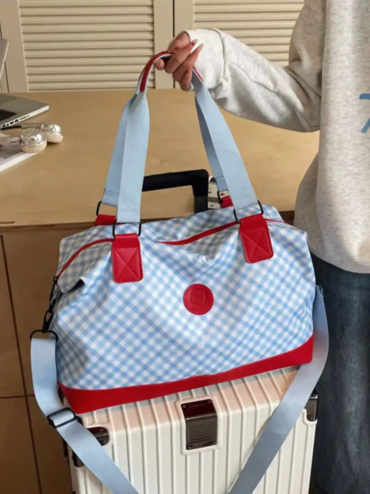 Checkered Pattern Travel Bag