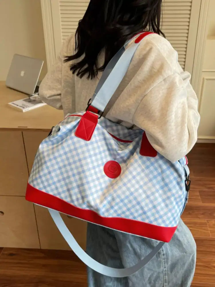Checkered Pattern Travel Bag