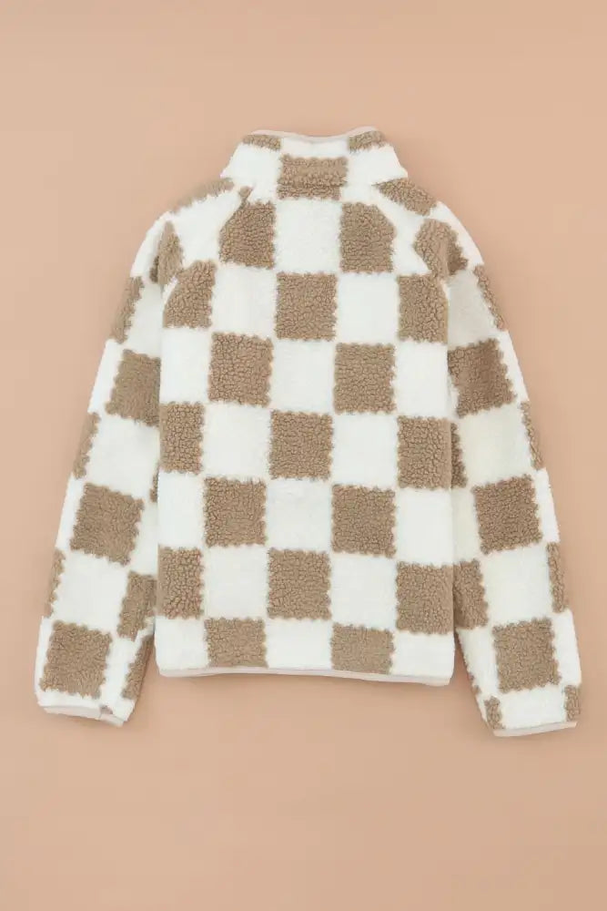 Checkered Snap Down Long Sleeve Jacket