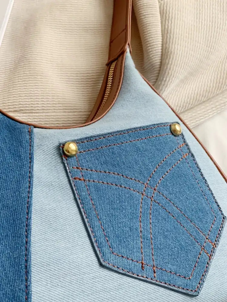 Color Block Adjustable Strap Shoulder Bag