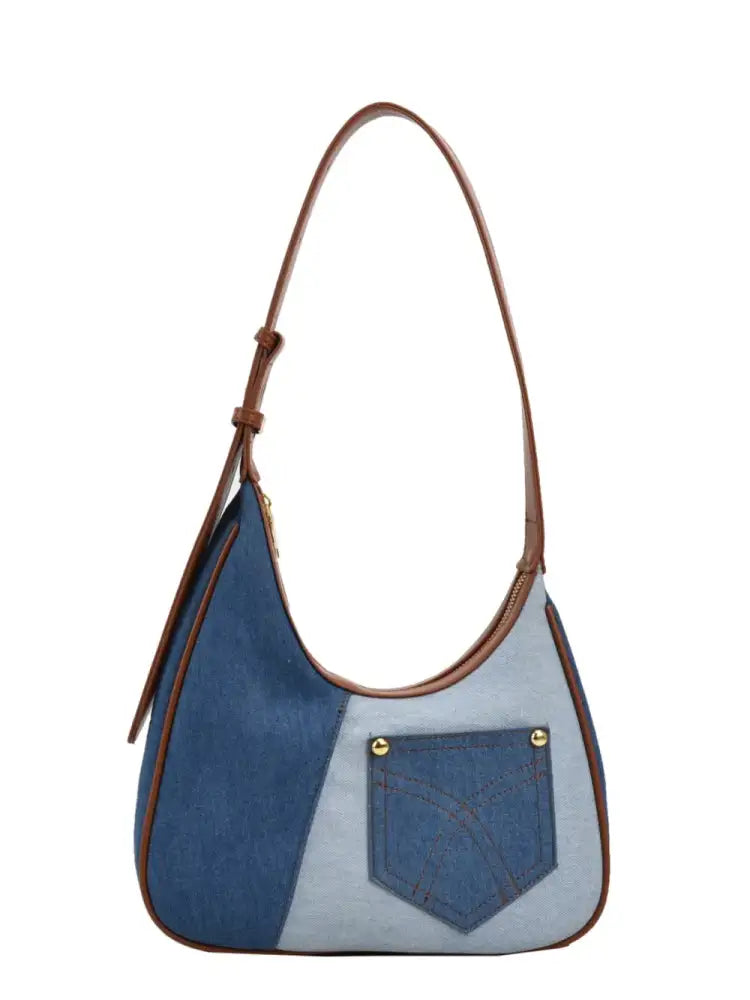 Color Block Adjustable Strap Shoulder Bag